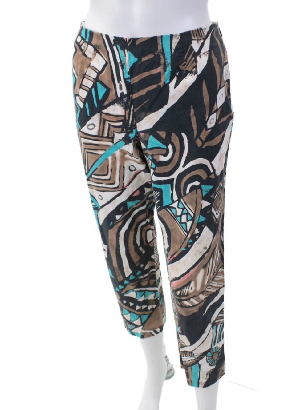 Abstract Print Cropped Pants - Multicolor